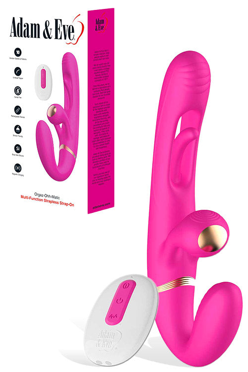 Adam and Eve Orgaz Ohh Matic 9.25 Multi Function Strapless Strap On with Remote Control