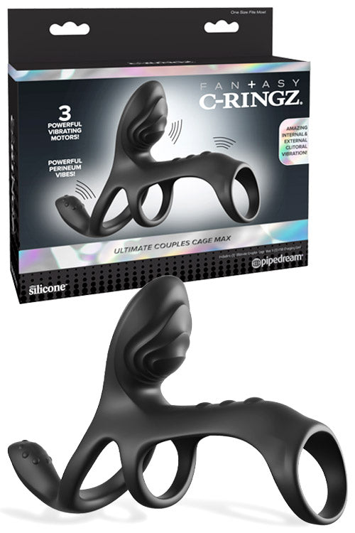 Pipedream Ultimate Couples Cage Max Vibrating Couples Ring with Clitoral Stimulator