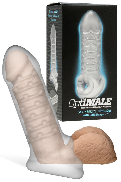 Doc Johnson Thin 6 Textured Penis Extension with Ball Strap