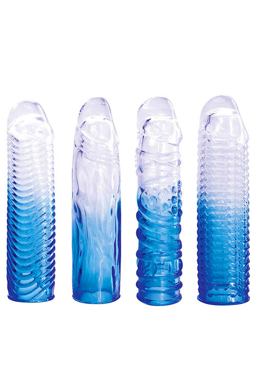 Adam and Eve Sapphire 4 Piece 6.5 Penis Sleeve Set