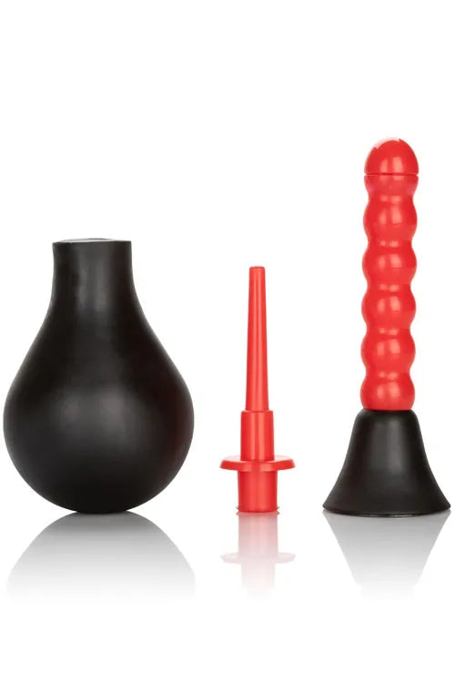 Calexotics 4 Ribbed Anal Douche with Interchangable Nozzles