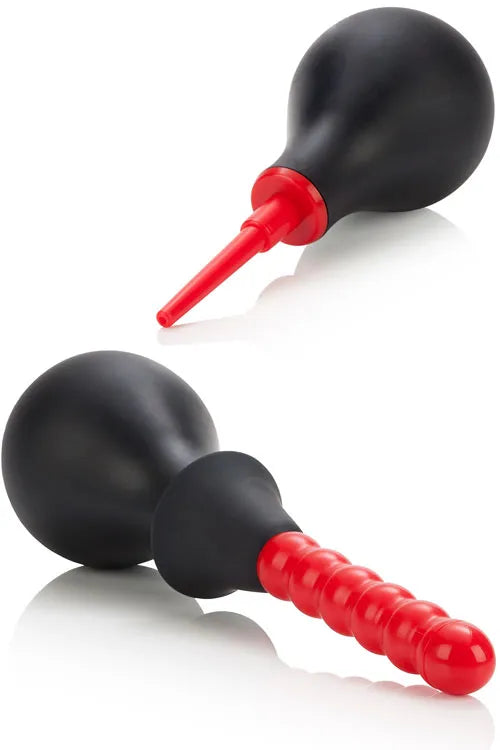 Calexotics 4 Ribbed Anal Douche with Interchangable Nozzles
